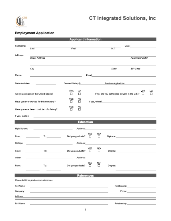 CTIS Job Application